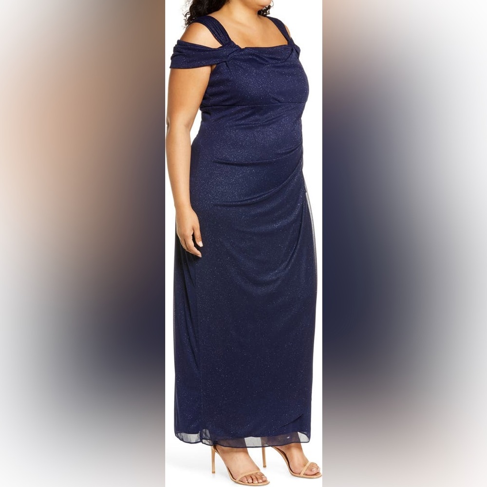 Alex Evenings Shimmering Navy Dress, Size 20W, NWT.
